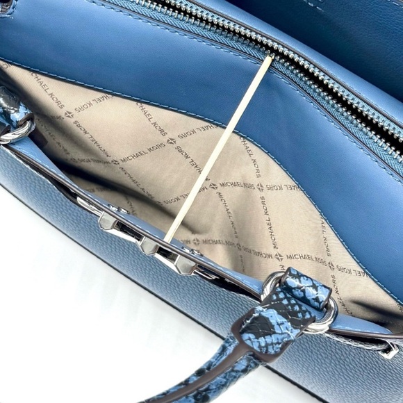 Michael Kors Large Reed Satchel Crossbody Bag & Matching Snap Wallet Denim - Picture 9 of 14